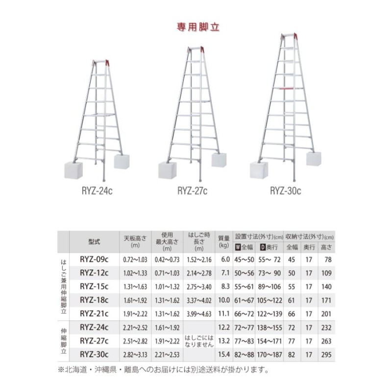 史上最も激安 長谷川工業 (ハセガワ) RYZ-09c 脚伸縮兼用脚立 3尺