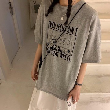 【韓版中大尺碼女裝】加大尺碼短袖T恤 寬鬆 150公斤內可穿 顯瘦240斤胖mm寬鬆短袖T恤女學生300斤特大女 vk2