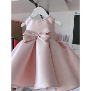 女童禮服粉色公主裙小花童篷篷紗裙寶寶周歲生日禮服主持鋼琴秋款