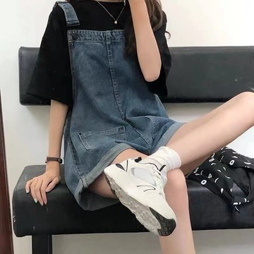 S-5XL 大尺碼減齡休閑牛仔背帶裙春夏小個子短褲女新款