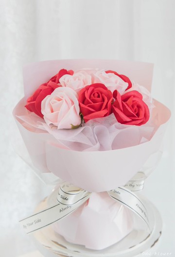 粉紅玫瑰花束/香皂花花束/生日花束/情人節花束/告白花束/永生花