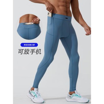 跑步緊身褲男運動高彈力壓縮褲健身訓練長褲馬拉松田徑褲可放手機