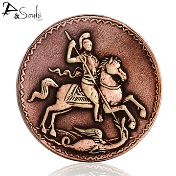 俄羅斯圣喬治屠龍仿古幣吊墜潮男項鏈女天主教騎士流浪幣收藏硬幣