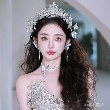 🔥限時下殺🔥新款新娘皇冠頭飾超僊王冠雙層可疊戴高級感大氣結婚禮服婚紗配飾