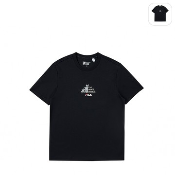 【FILA】男性 短袖 圓領T恤-黑色 1TEZ-1820-BK