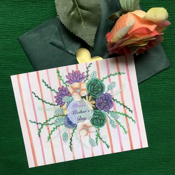 I Love U MaMa!母親節手繪卡片明信片 2款(買一套贈旅行吸水杯墊)