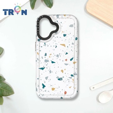TRON IPHONE 16 彩色幾何小磨石子A款 MAGSAFE 磁吸 防摔 太空殼 透黑 手機殼