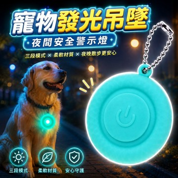 【台灣出貨】寵物發光吊墜｜LED夜間警示燈｜三段閃燈模式｜狗狗貓咪夜用吊飾｜防水橡膠材質｜戶外安全燈配件