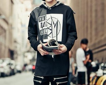 FINDSENSE Z1 韓國 時尚 潮 男 寬鬆 A字母印花 長袖 連帽外套 衛衣