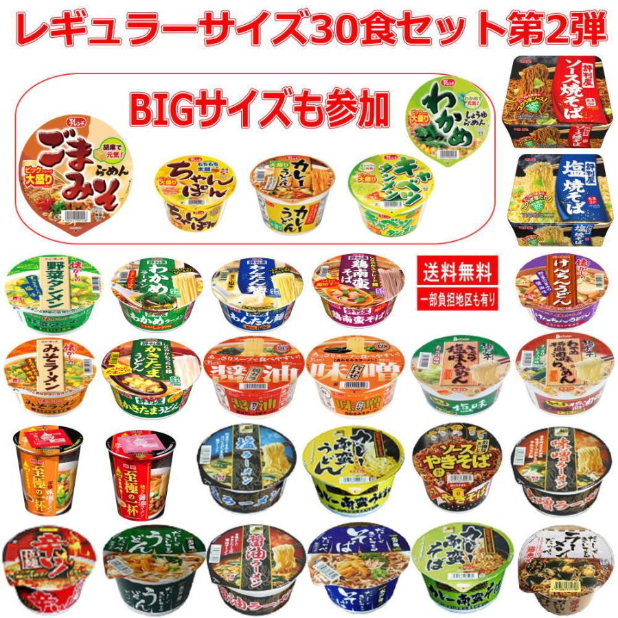 新着 新発売 レギュラーサイズ カップ麺 に ビッグサイズも入った 30種セット 関東圏送料無料