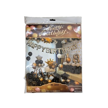 Yamiley 生日派對裝飾氣球組 6003 多種造型氣球 輕鬆打造派對氣氛  金色 + 銀色 + 黑色  1包