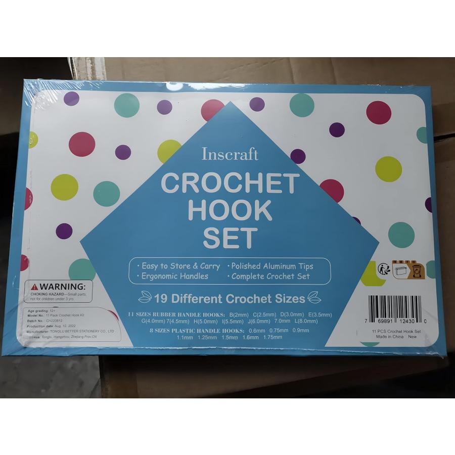 Inscraft 82 Pcs Crochet Hook Set, 19 Sizes 0.6mm-8mm(L), Ergonomic
