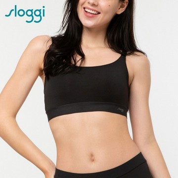 sloggi GO ALLROUND全方位無限彈力系列 大圓領背心式無鋼圈內衣 純粹黑｜88-338 04