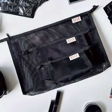 理理包 l i i l _超輕量網紗三角收納袋3入組_夜空黑