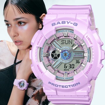 CASIO 卡西歐 Baby-G Y2K 閃耀時尚雙顯女錶 手錶 電子錶 學生錶(BA-110MC-6A)