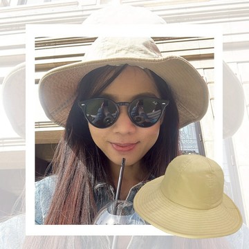 Lorensa蘿芮 抗UV純棉透氣素色可折防風大帽簷防曬遮陽帽