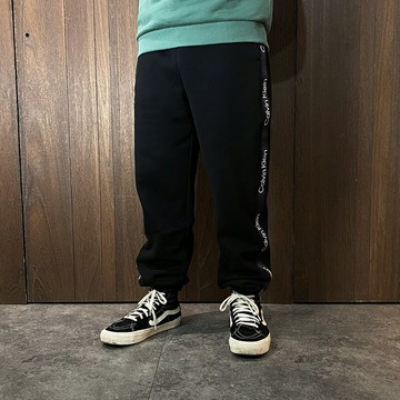 美國百分百【全新真品】Calvin Klein 長褲 刷毛 棉質 男款 CK 長棉褲 綁繩 logo 黑色 DC54