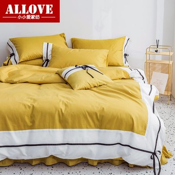 公主風蝴蝶結四件套簡約1.5m1.8米全棉純棉床單被套床上用品