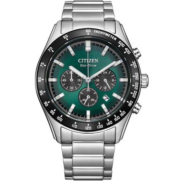 CITIZEN 星辰 經典賽車光動能三眼計時錶/綠/43mm/CA4674-58X