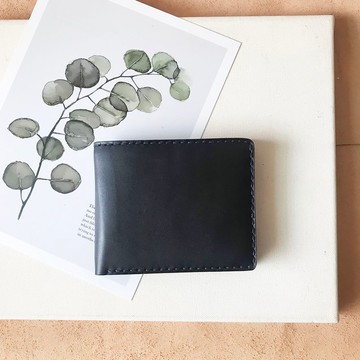 真皮短夾│6卡片層│黑
