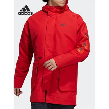 Adidas/阿迪達斯正品男子休閑連帽運動服加絨保暖夾克外套 H37918