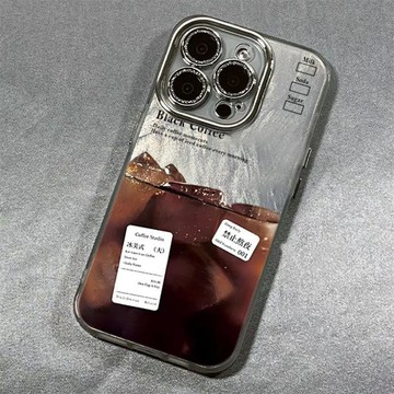 ✨美式冰塊咖啡適用蘋果17 iPhone16promax手機殼15plus蘋果14pro個性12軟防摔保護殼