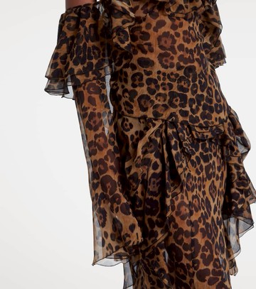 Blumarine Leopard-print draped silk top