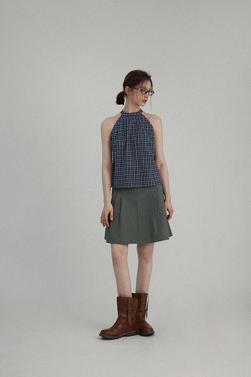 北歐復古 肌理感撞色格子背心