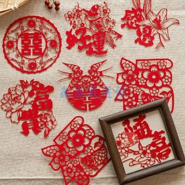 💖臺灣-出貨💖鏤空窗花剪紙成品手帳素材背景紙高級感新年裝飾拍照道具小物件0110