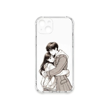 iPhone 15 Plus 殼 TRON IPhone 15 PLUS 情侶深情擁抱素描系列 四角防摔殼 手機殼