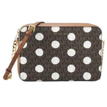Michael Kors JET SET ITEM圓點圖騰美型防刮斜背包35S5GTTC3O(咖啡)
