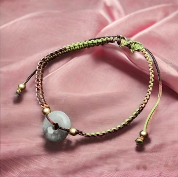 冰種飄烏雞翡翠平安編織手鍊 | 天然緬甸玉翡翠A貨 | 送禮