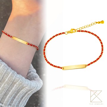 【TLH】 黃金紅繩手工編織手鍊 純金999  金愛永繫 約重0.25錢±0.03