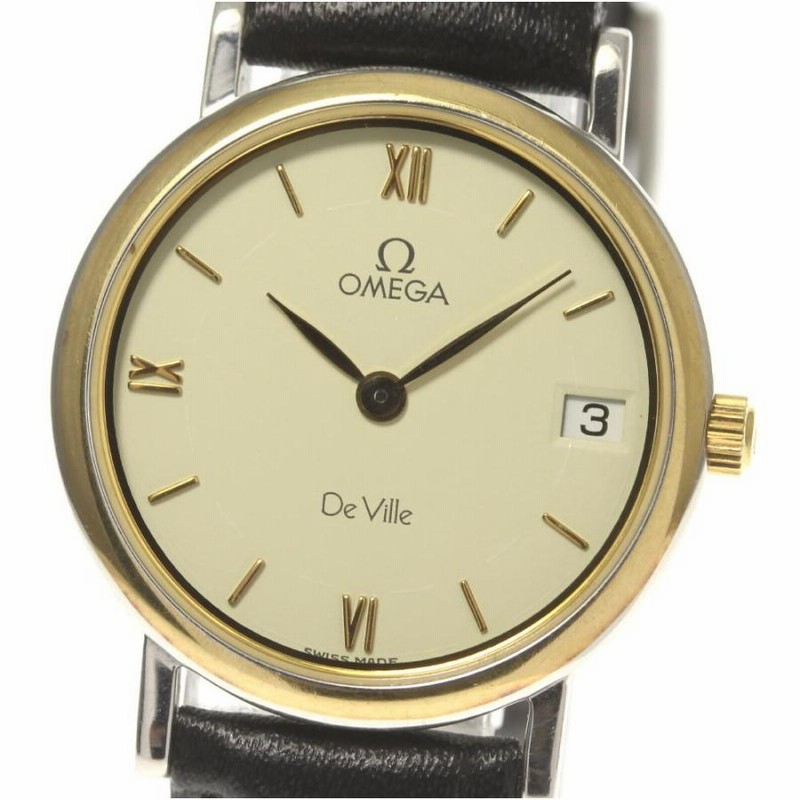 ☆良品【OMEGA】オメガ デビル クォーツ 革ベルト レディース