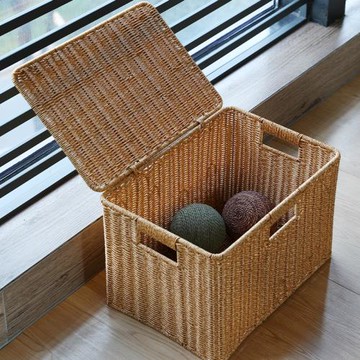 美式塑料藤編家用衣服衣帽間整理箱玩具儲物箱子大號車載儲物箱