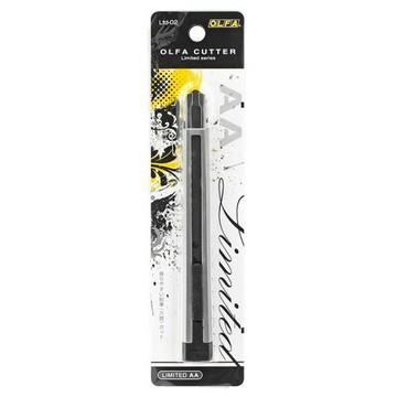 日本OLFA極致系列美工刀Ltd-02(黑刃;獨特六角型刀柄;One Touch止滑計;右左手通用;銀色塗料磨砂質感)壁紙刀Cutter