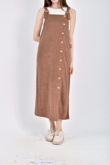 (S) 質感無袖棕色洋裝