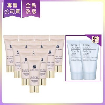 ESTEE LAUDER雅詩蘭黛 粉持久完美持妝粉底#36-1W2 SAND 5ml*10贈細緻煥采雙效淨化潔面乳30ml*2(公司貨)