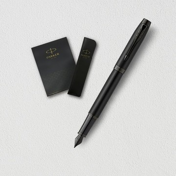 【PARKER】 新IM 特別款理性黑鋼筆 真皮筆套禮盒 客製化刻字