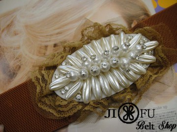 (台灣JIFU現貨)優雅蕾絲貝殼白珍珠花朵腰封 腰封 腰帶 皮帶 百搭腰封 搭洋裝腰帶 顯瘦腰封  優雅腰帶(B840)