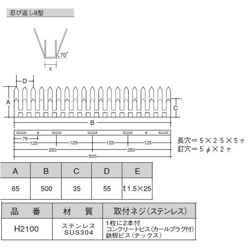 忍び返し8型 ステンレス 通販 LINEポイント最大0.5%GET LINEショッピング