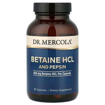 Dr. Mercola, 甜菜鹼鹽酸鹽和胃蛋白酶，650 毫克，90 粒膠囊