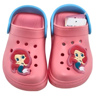 BORUI 柏睿鞋業 兒童款 電燈飾釦洞洞涼鞋 造型防水園丁鞋  小美人魚公主 粉色  155mm