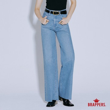BRAPPERS 女款 Boy friend系列-高腰彈性寬褲-淺藍
