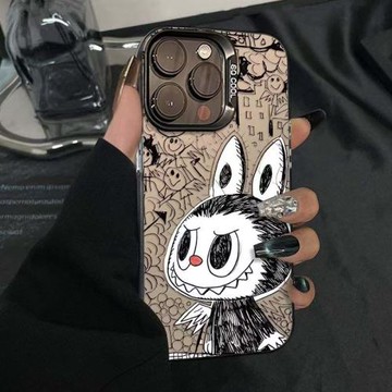 笑臉涂鴉拉布布適用三星s24ultra手機殼硬殼s23電鍍s21/s20fe治愈潮玩s22+個性搞怪a54a55a15a05s防摔note20