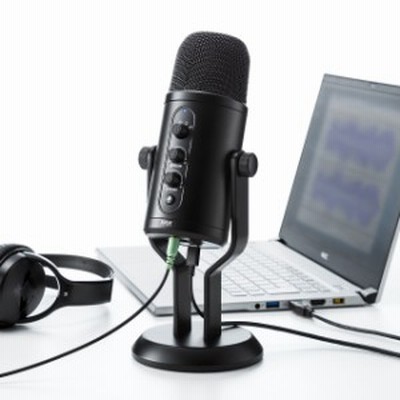 USB コンデンサーマイク 指向性切り替え 低遅延 ダイレクトモニタリング 高音質 96kHz/24bit  [400-MC015PRO]