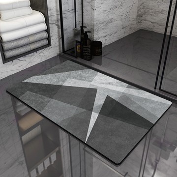 廚房專用珪藻土軟地墊 【灰色流年50*80】 吸水快乾 方便收納 防滑底部 快速吸水 珪藻土地墊  廚房 地墊 軟地墊