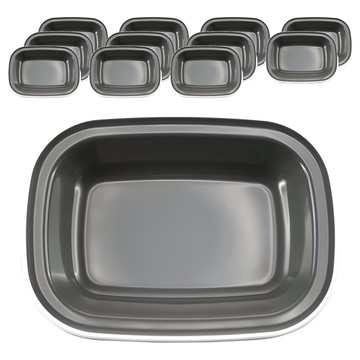 琺瑯長方深碟 10.5吋 水泥灰 純白邊  12個