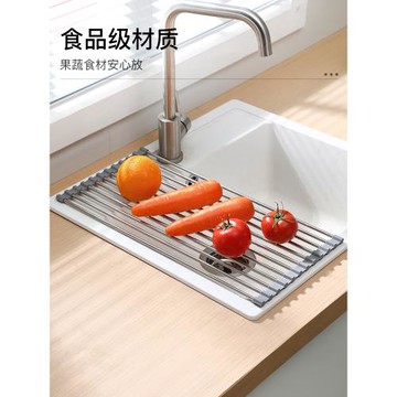 瀝水架可折疊不銹鋼洗碗槽水池置物架廚房水槽碗碟架洗碗池瀝水籃