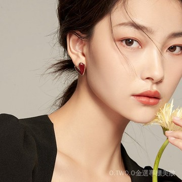 【臺灣出貨】S純銀針新款紅色愛心耳環ins風小衆設計耳釘個性百搭氣質耳飾 NFZT